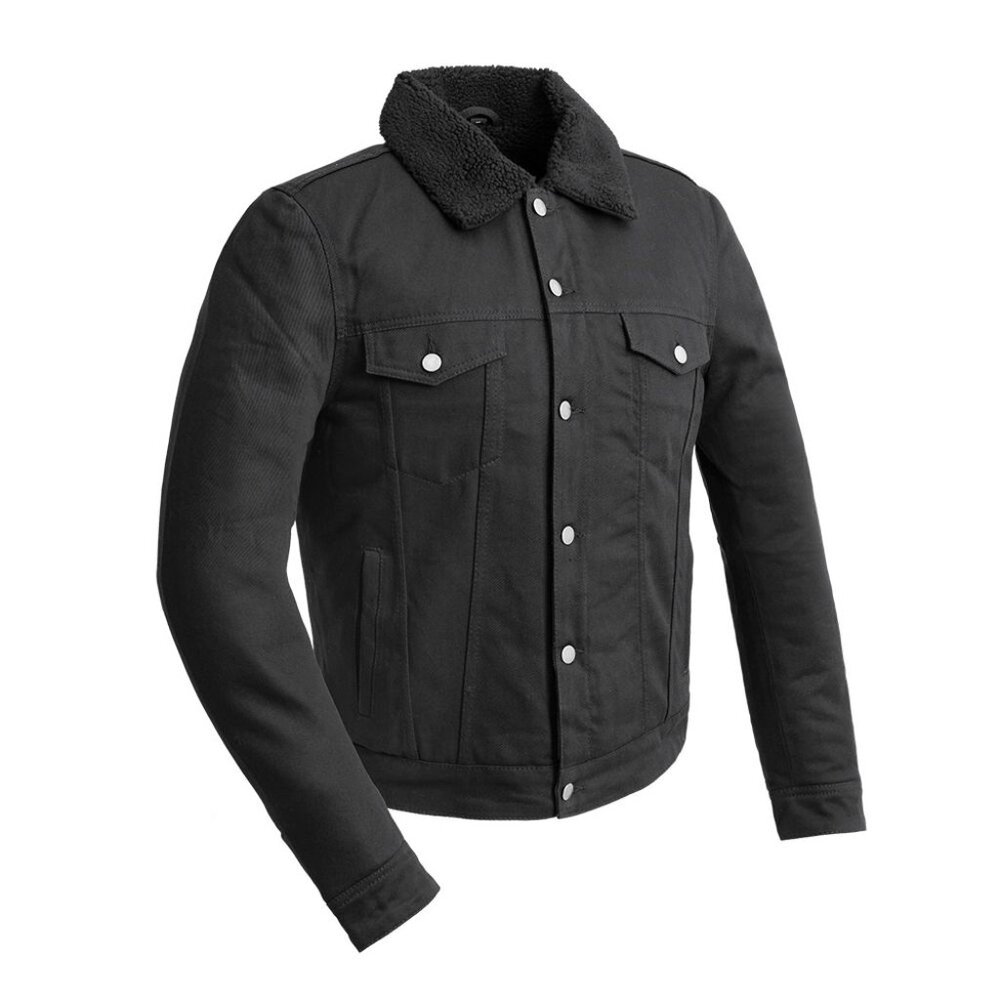 Men's Premium Twill Jacket Lightweight Casual Zip Front Leather Jacket